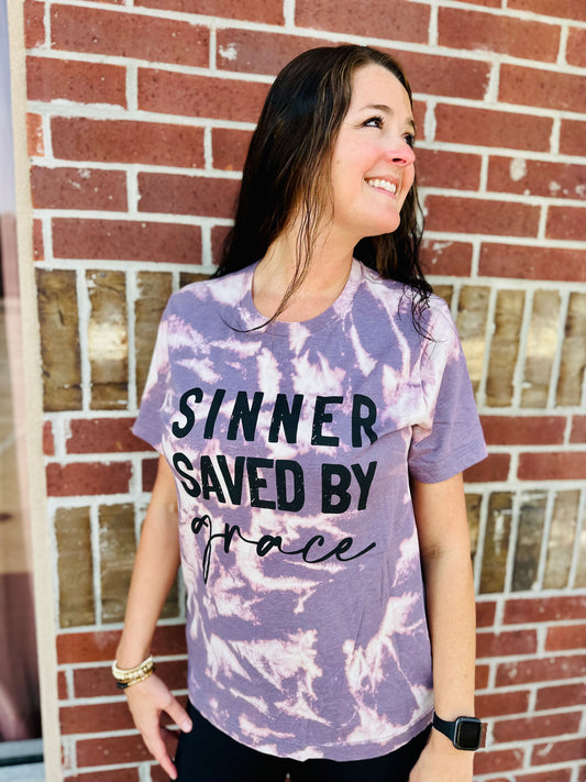 Sinner Saved by Grace Bleached Tee