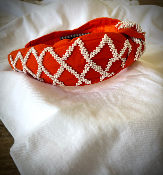 Orange Beaded Headband