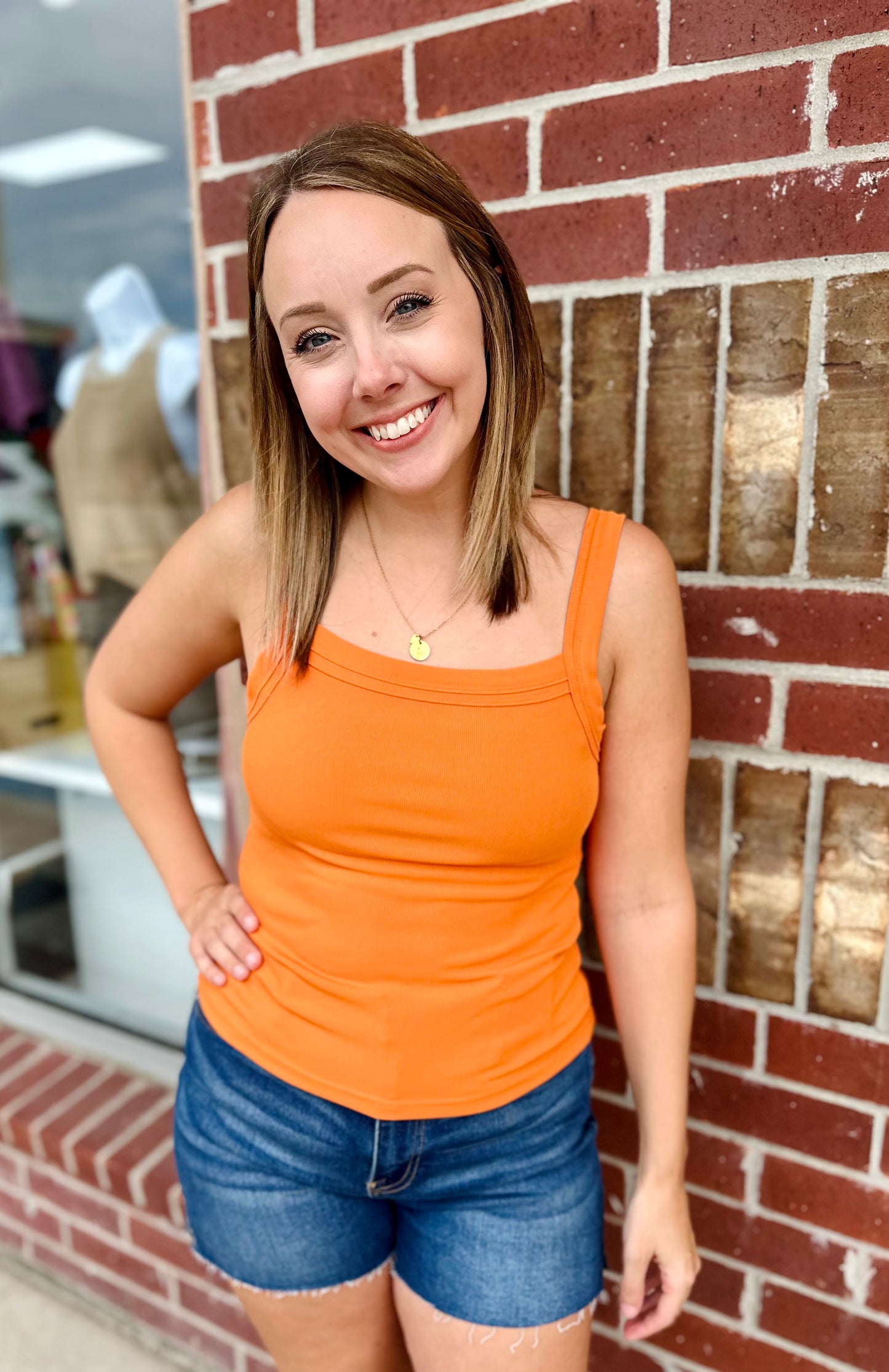 Orange Ribbed Tank