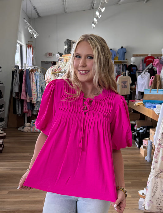 Hot Pink Puff Short Sleeve