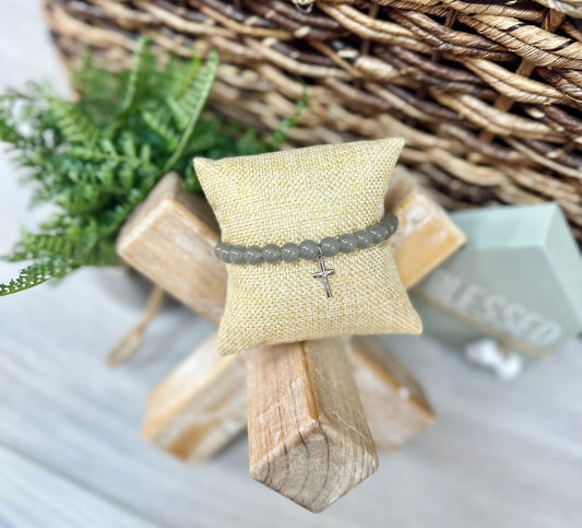 Gray Glass Beaded Bracelet