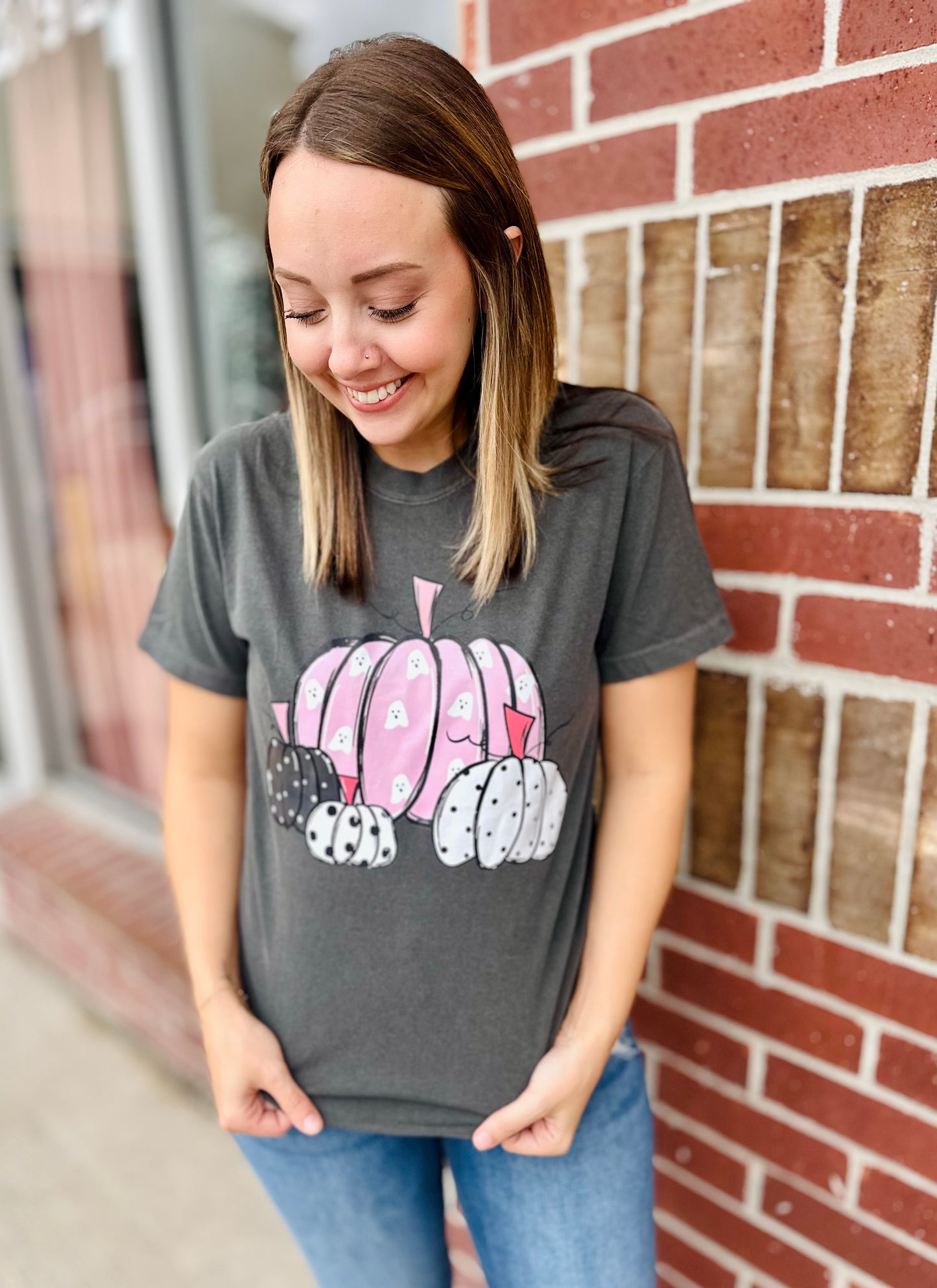 Pink Pumpkins with Ghosts Tee