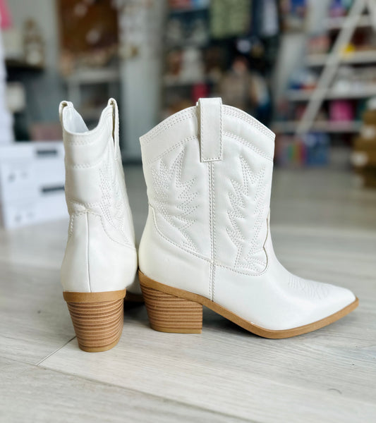 White Western Bootie