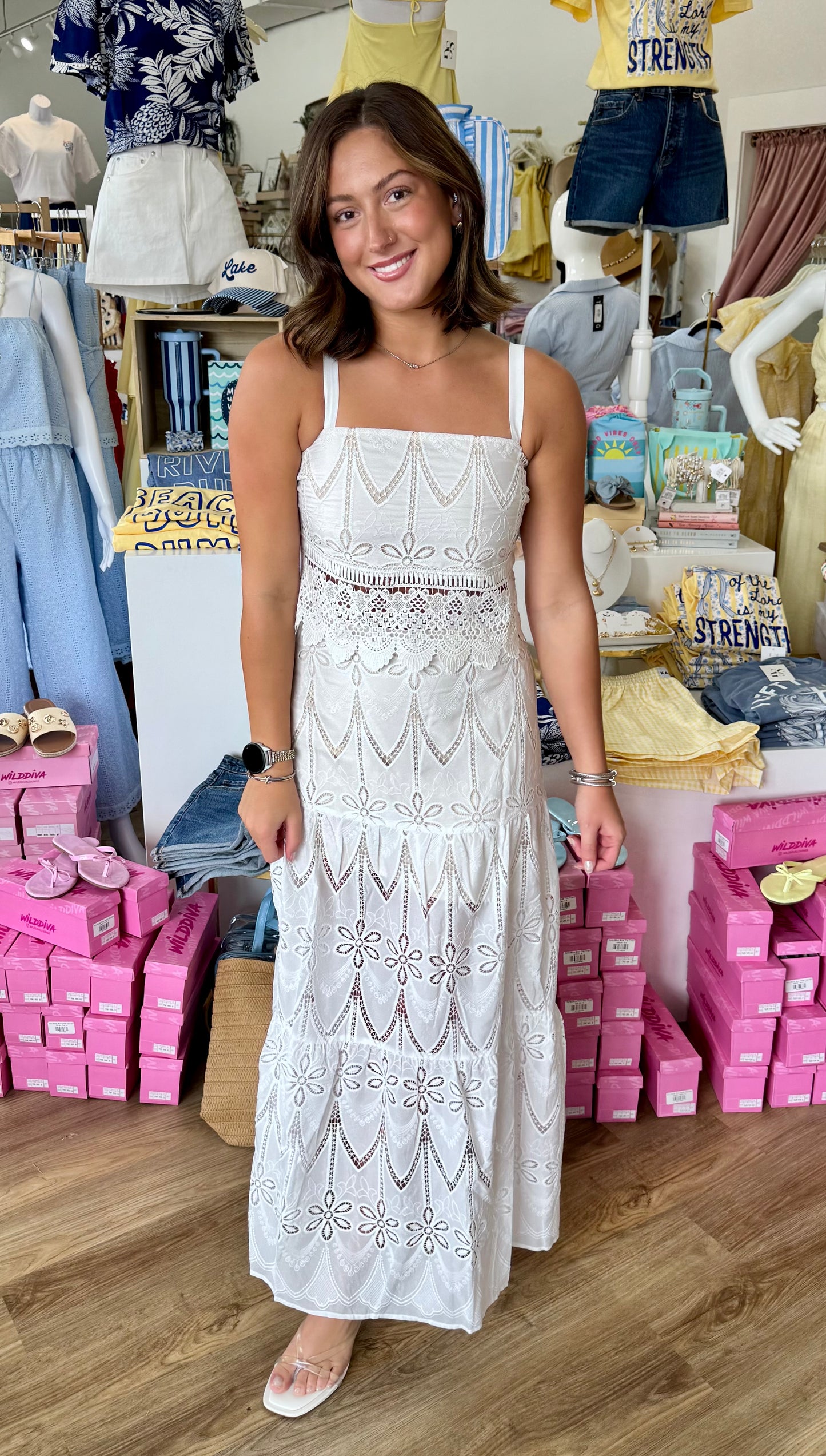 Embroidered Top and Tiered Skirt Set