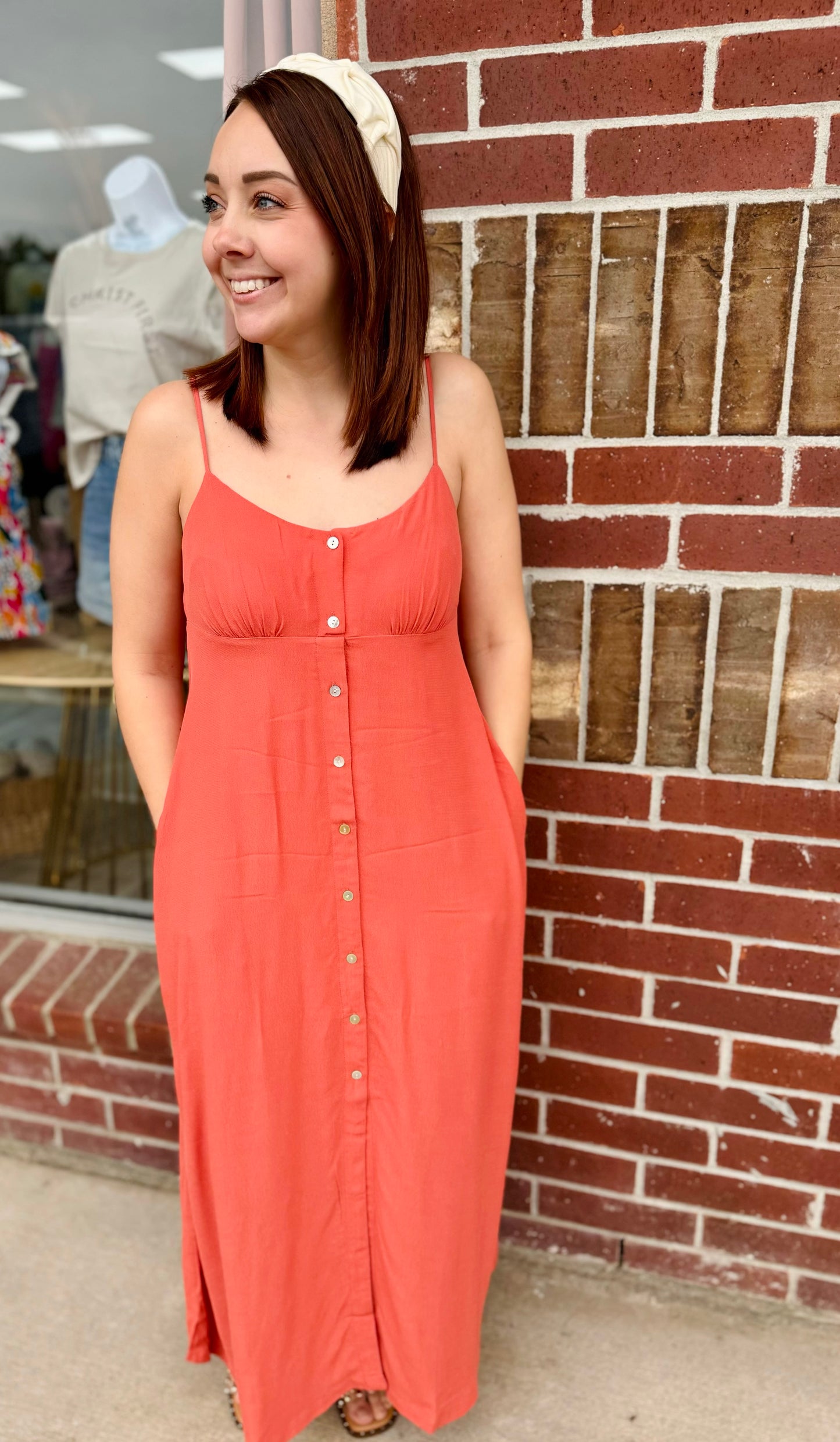 Soft Coral Midi Dress