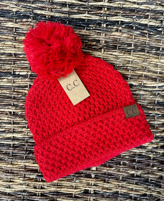 C.C. Patterned Cuff Pom Beanie