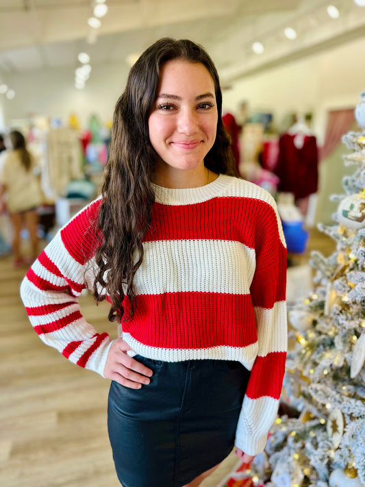 Red and White Striped Sweater