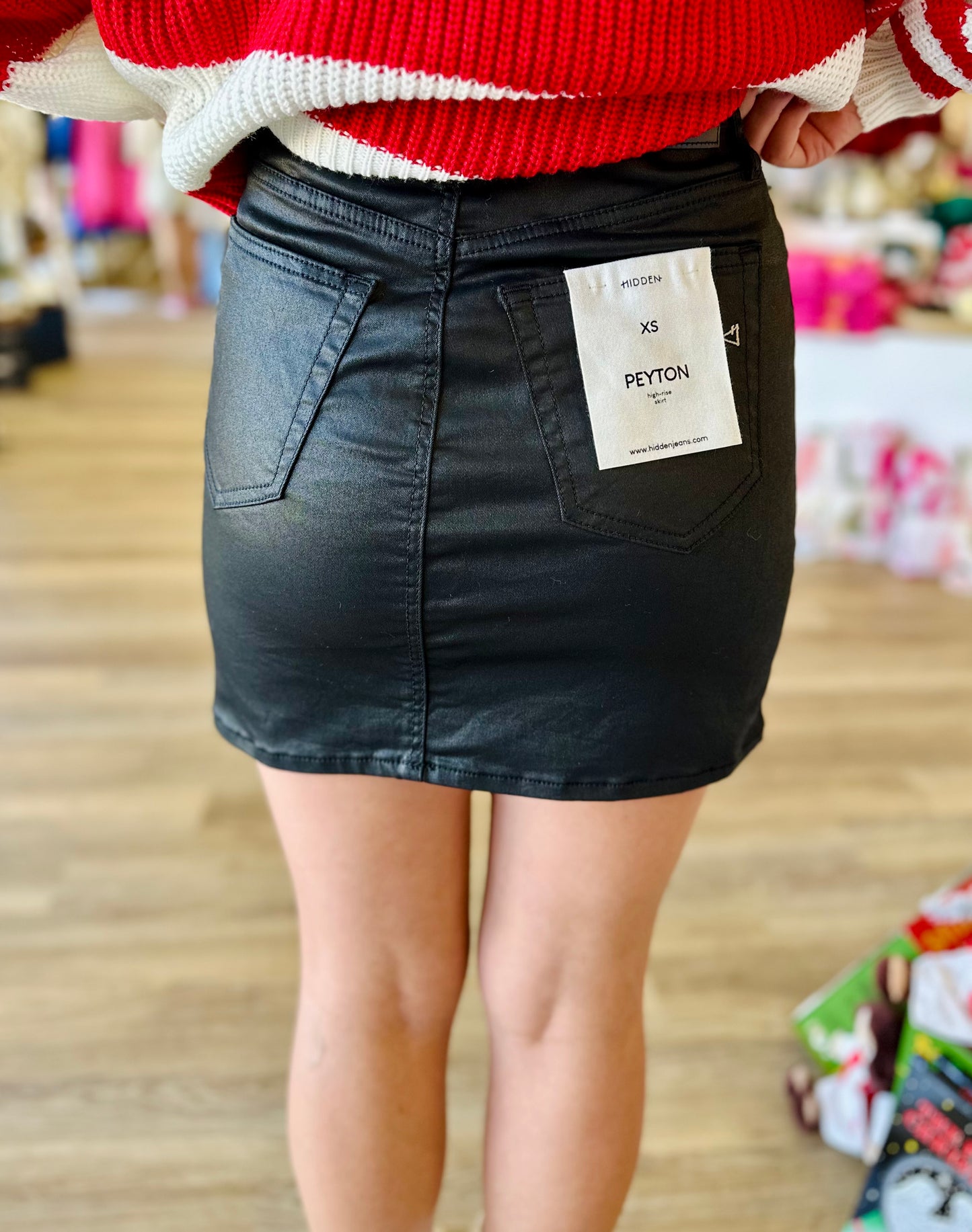 Hidden Coated High Rise Mini Skirt