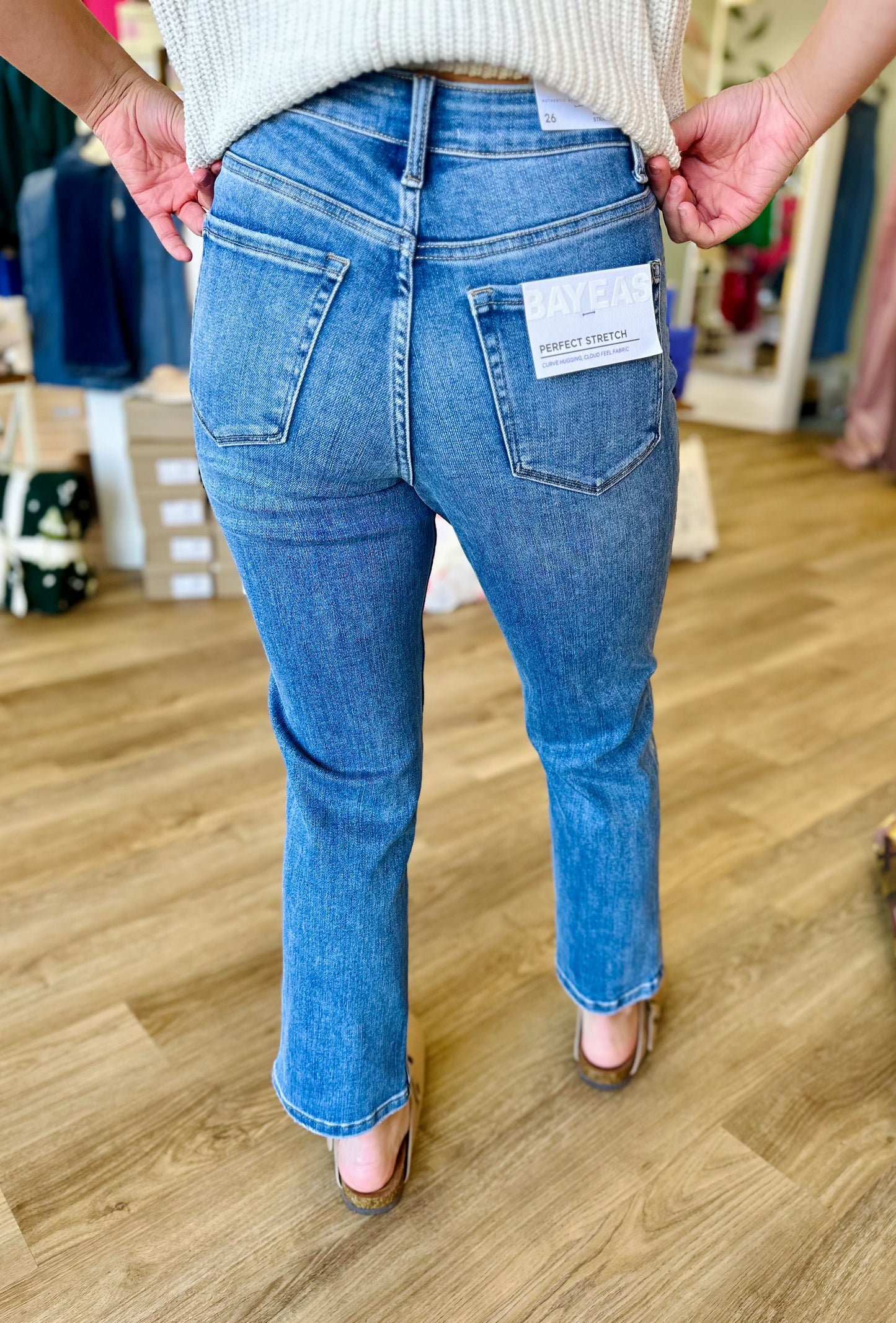 Bayeas High Rise Straight Leg Jean