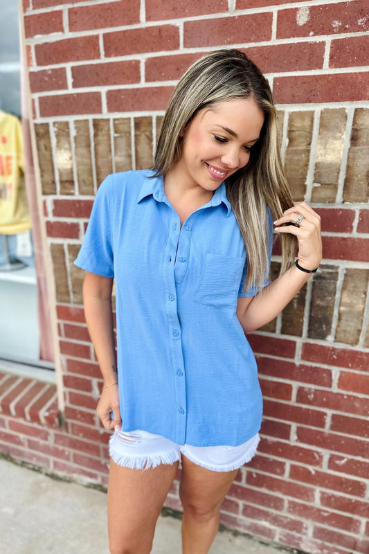 Short Sleeve Button Down Top