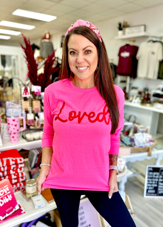 Neon Pink Loved Long Sleeve Tee