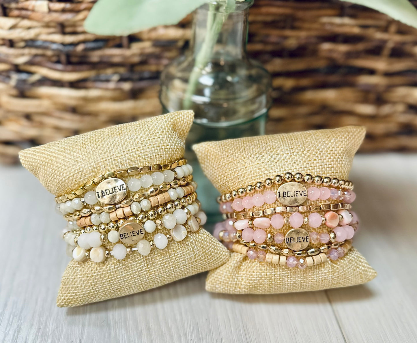 I Believe Beaded Bracelet Stack