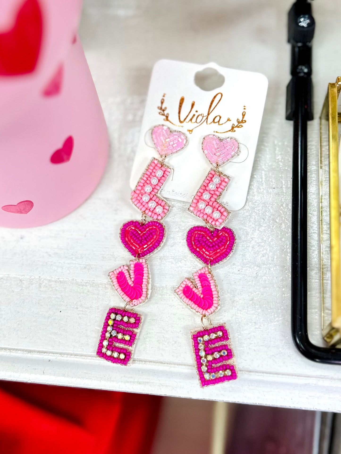 Valentine's Day Beaded Earrings