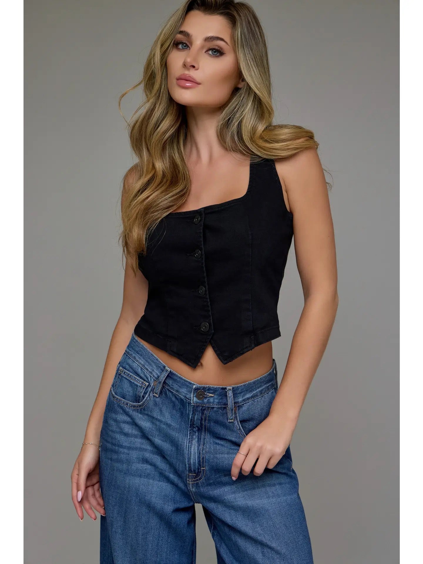 Hidden Black Denim Vest