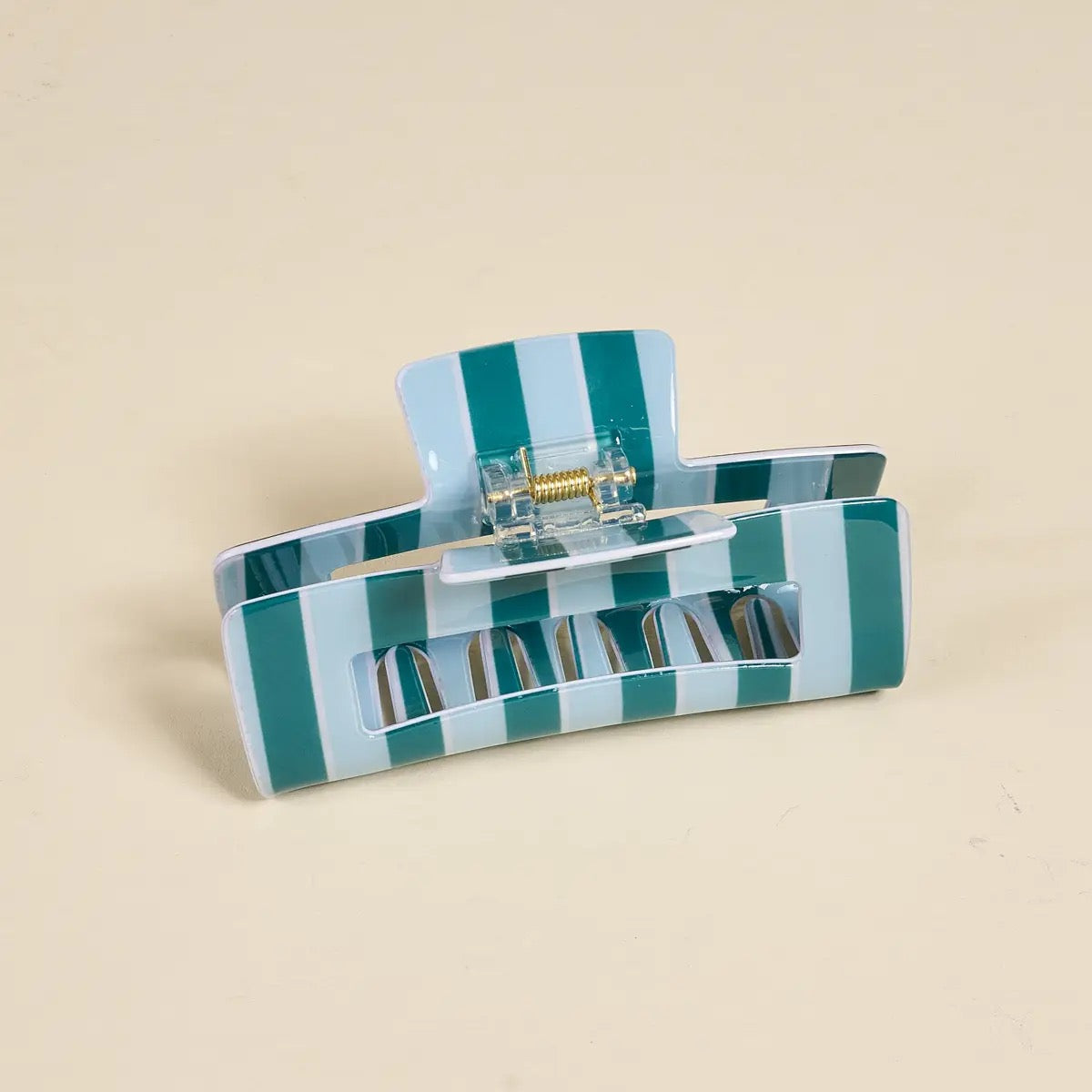 Teal Stripes Claw Clip