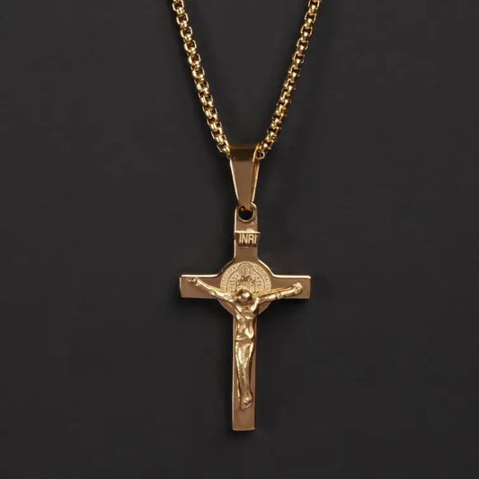 Small Gold Crucifix Necklace