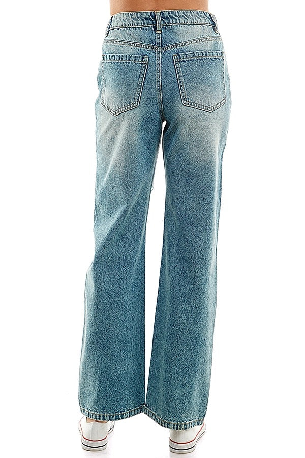 Dark Wash Destructed Boyfriend Jean