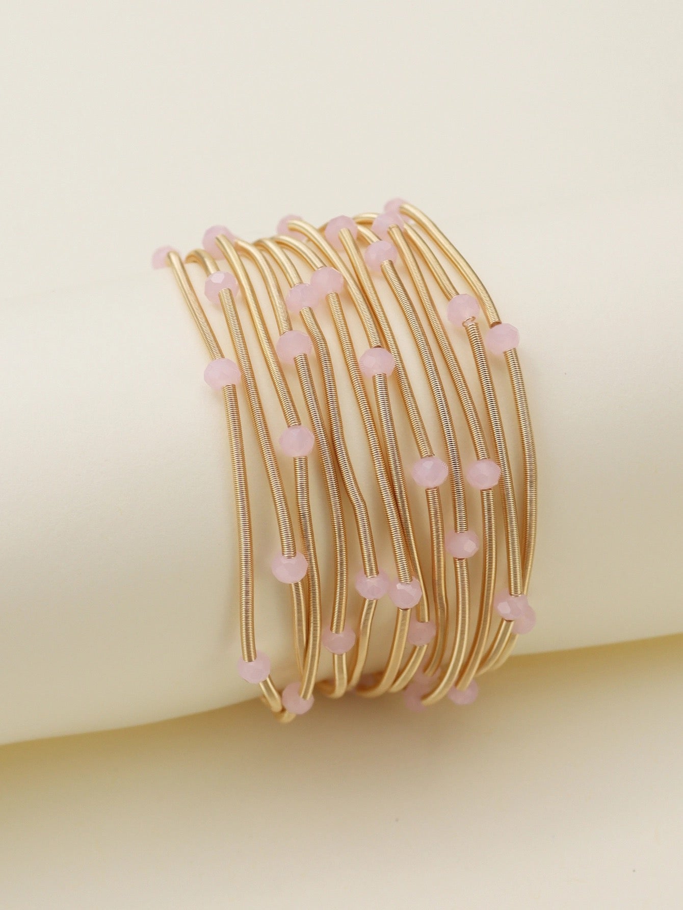 Multi Layer Gold Coil Bracelet w/ Beads