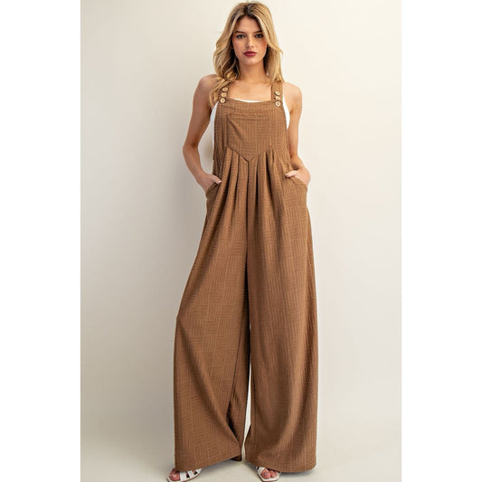 Textured Sleeveless Jumpsuit Overalls