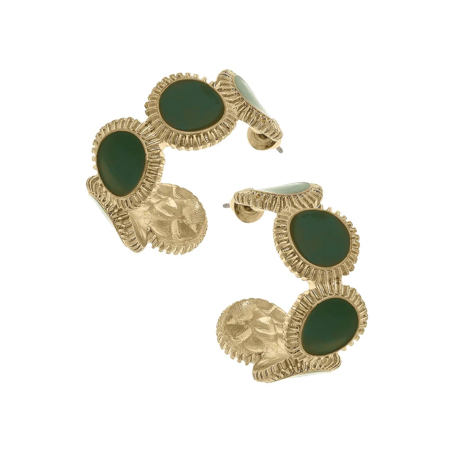 Bianca Fluted Enamel Disc Hoop Earrings