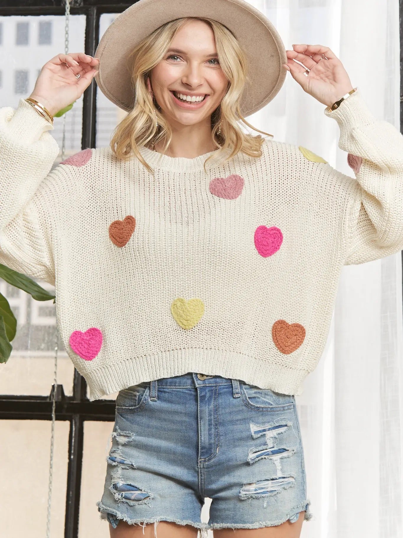 Multi Color Heart Sweater