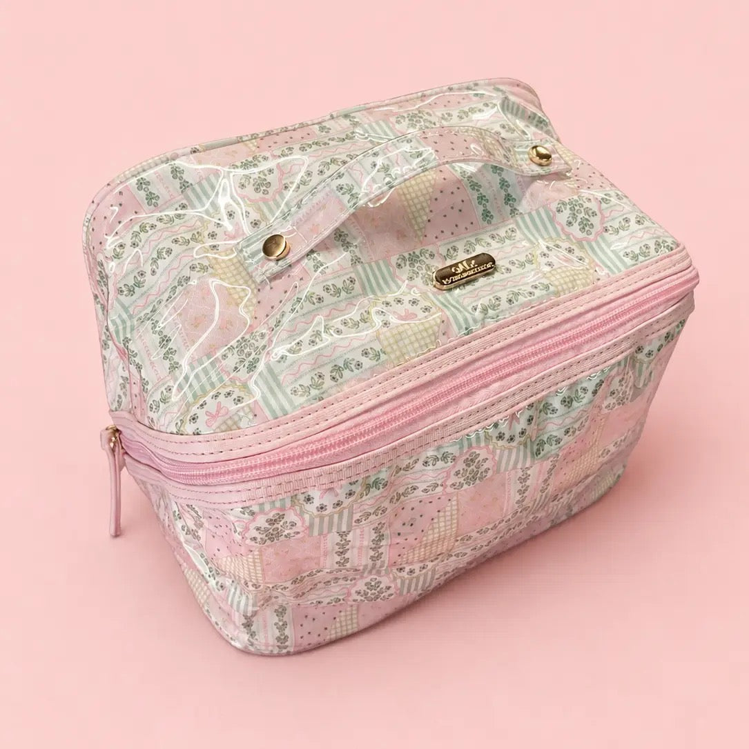 Wipeable Cosmetic Toiletry Bag - Patchwork Floral