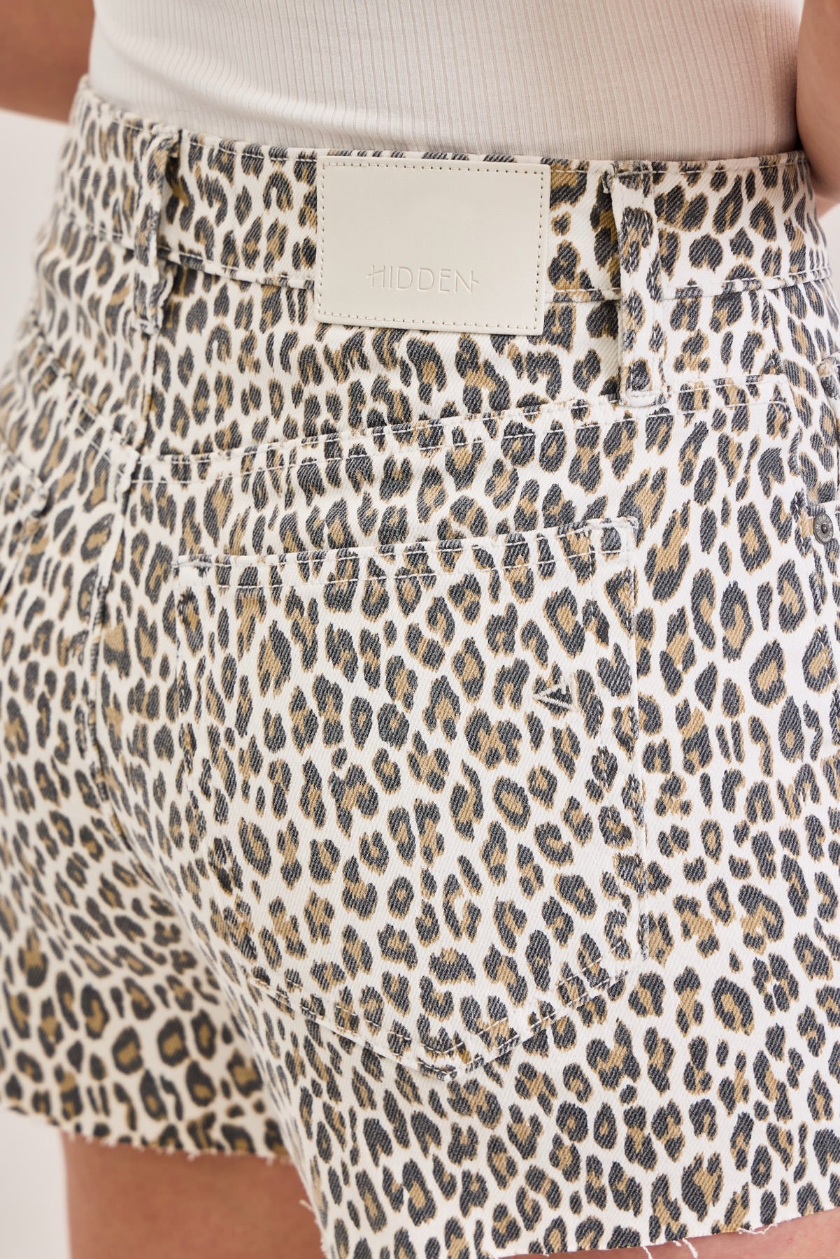 Hidden White Cheetah Denim Shorts
