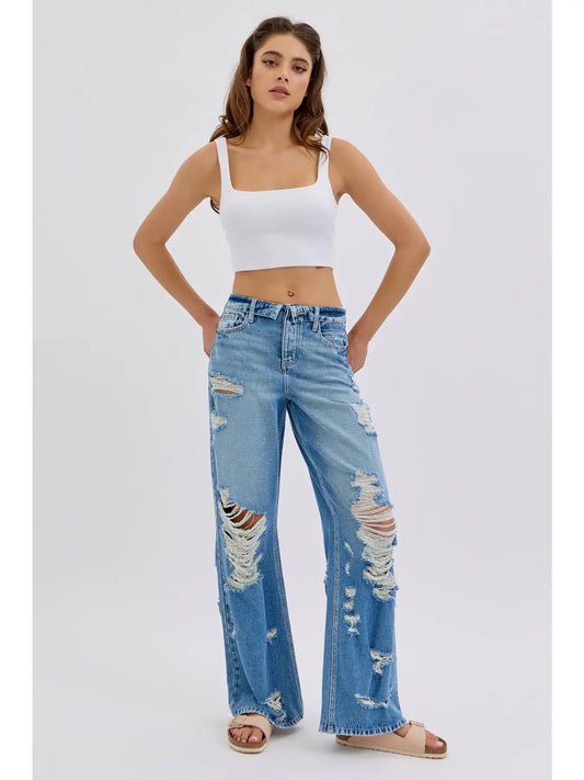 Cello High Rise Wide Leg w/ Folded Waist