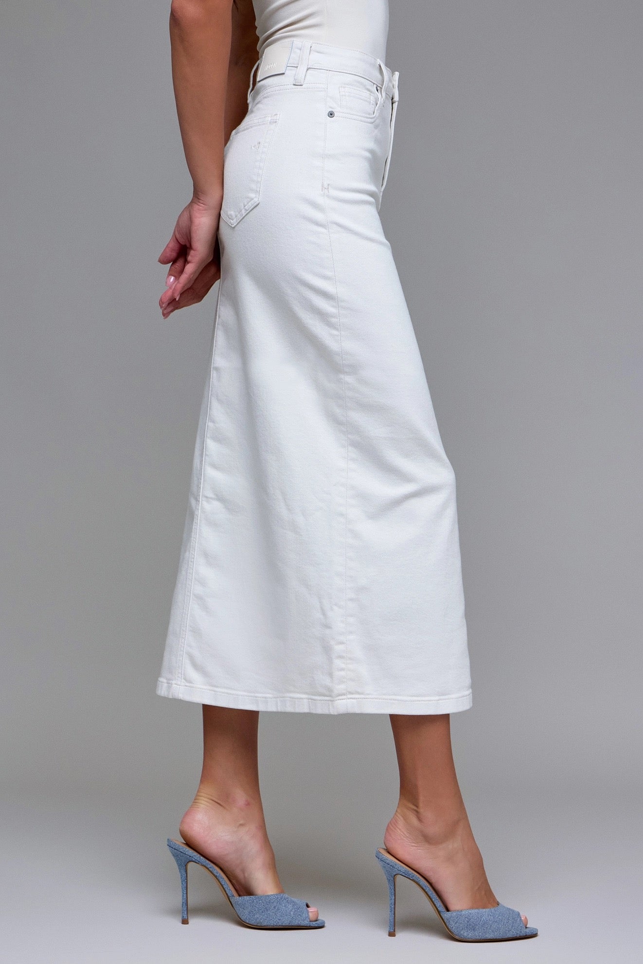 Hidden Sea Salt Side Slit Midi Skirt