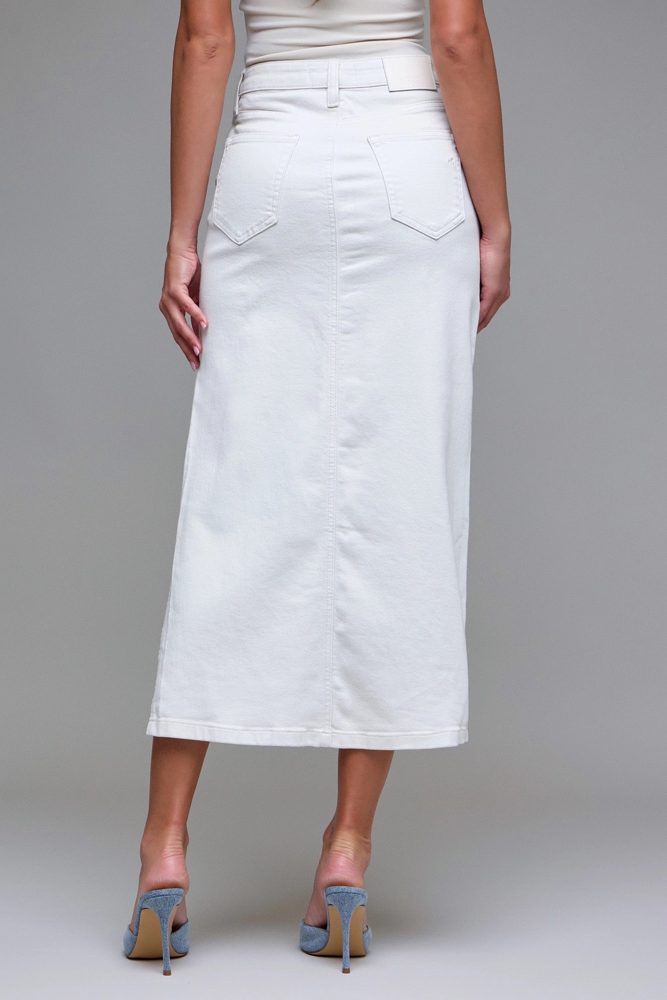 Hidden Sea Salt Side Slit Midi Skirt