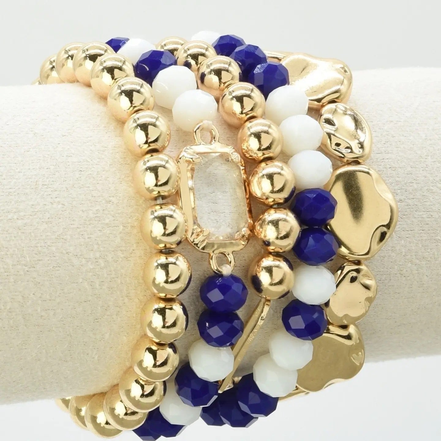 Multi Strand Bead Bracelet Sapphire/White