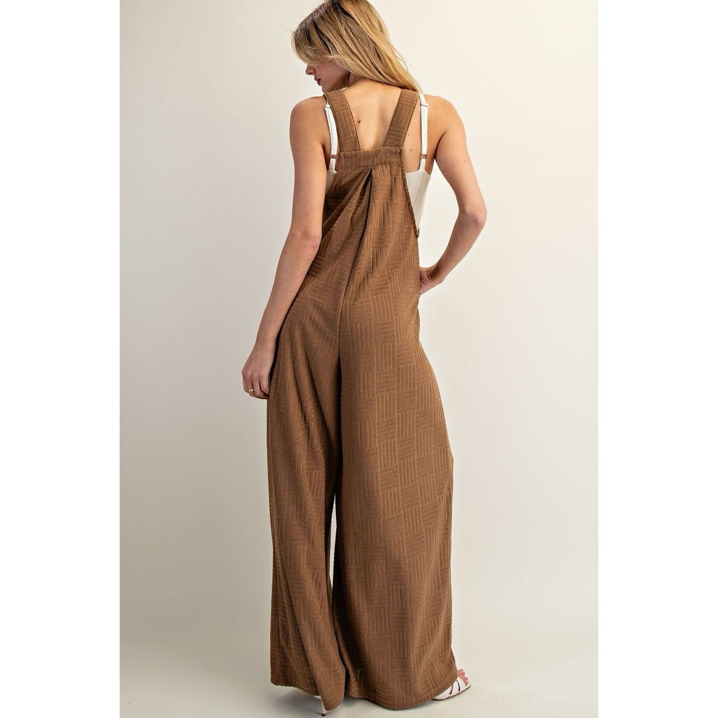 Textured Sleeveless Jumpsuit Overalls