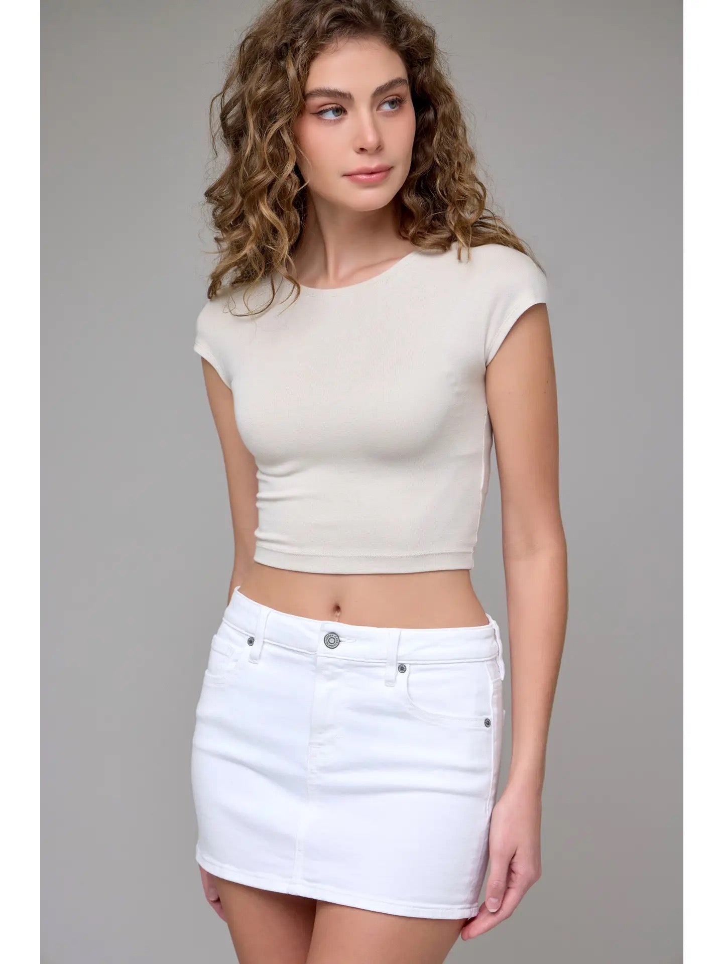 Hidden White Low Rise Mini Skirt