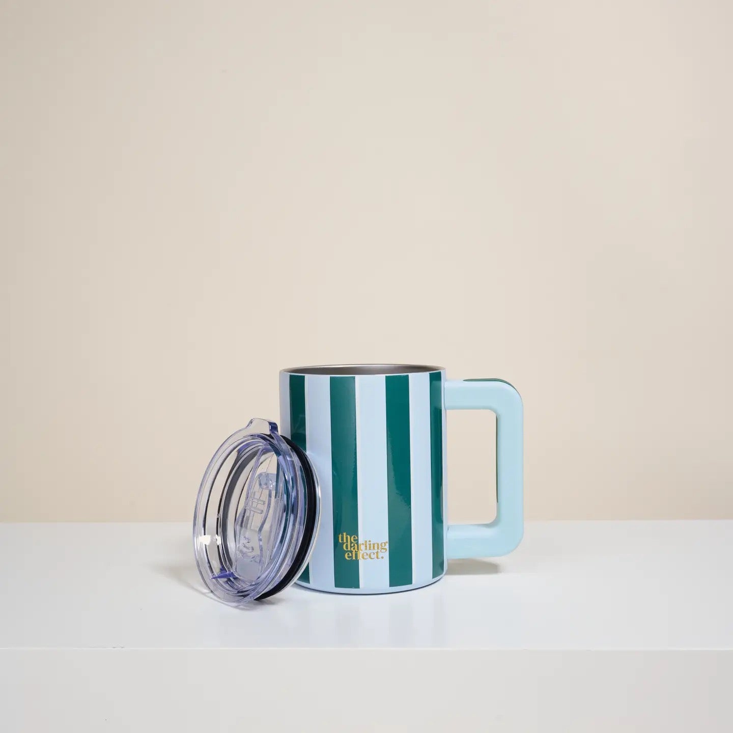 Teal Striped 14oz Insulated Mug