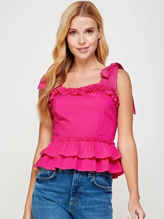 Poplin Ruffle Sleeve Top