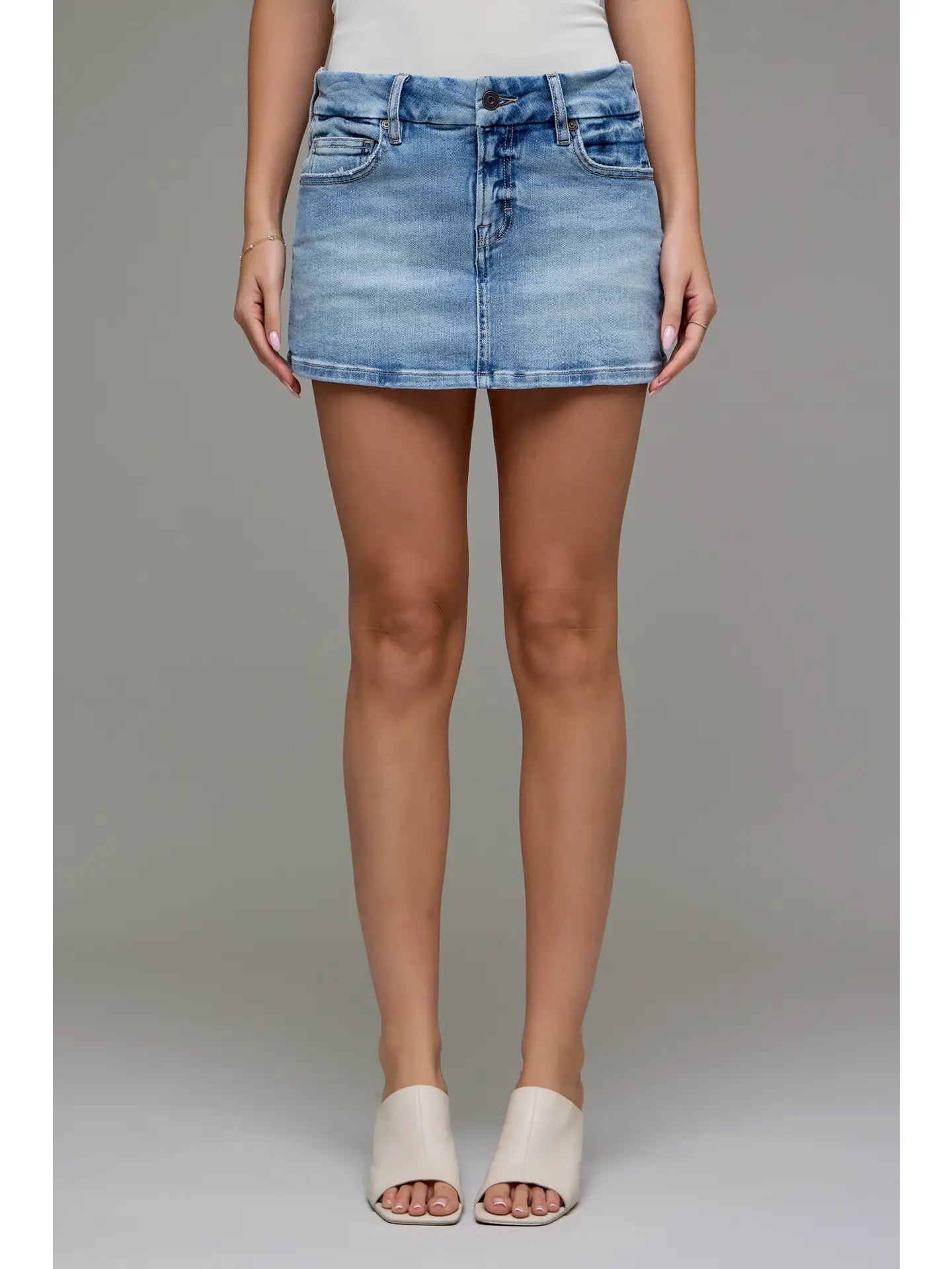 Hidden Light Wash Low Rise Mini Skirt