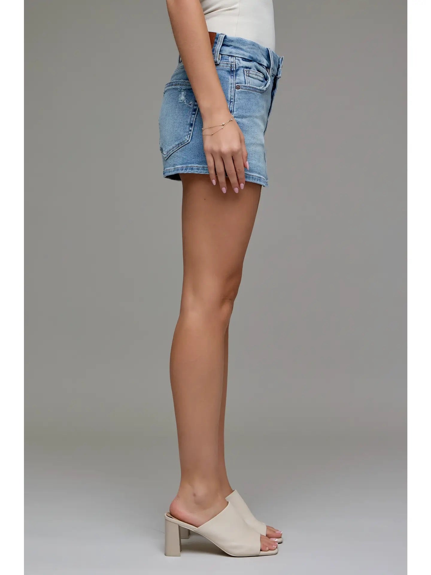 Hidden Light Wash Low Rise Mini Skirt