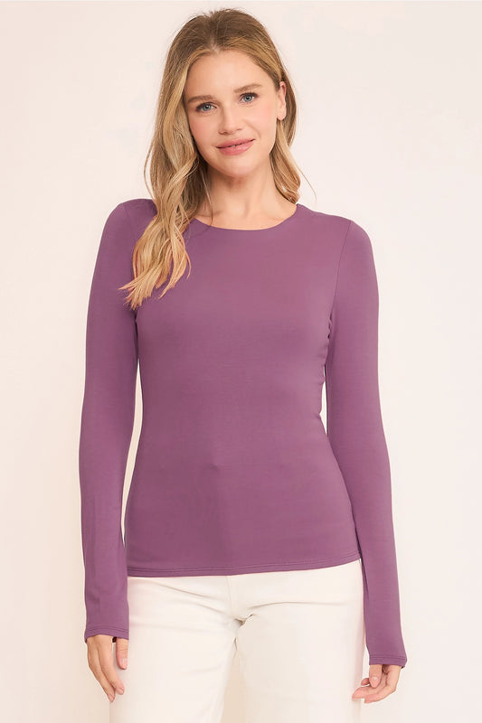 Plum Fitted Long Sleeve Top