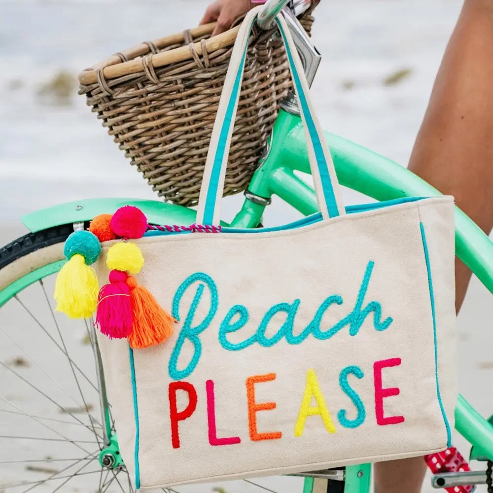 Beach Please Canvas Tote
