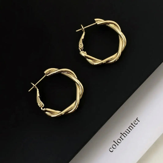 Simple Geometric Hoop Earrings Gold