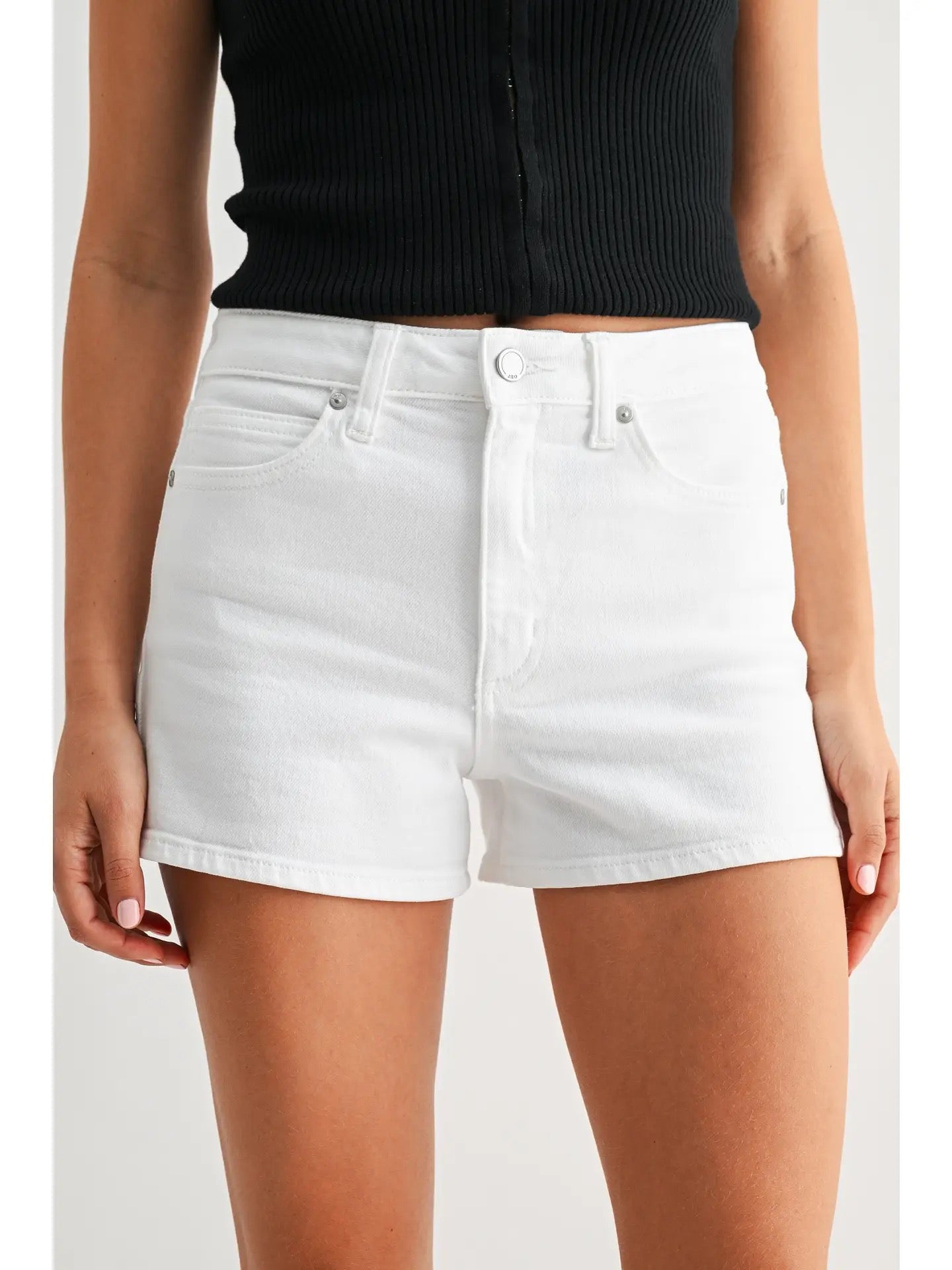 JBD White Classic Hem Denim Shorts