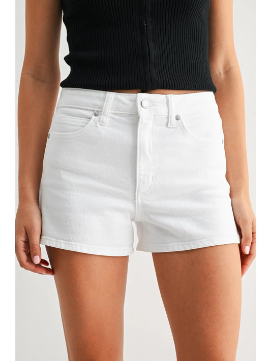 JBD White Classic Hem Denim Shorts