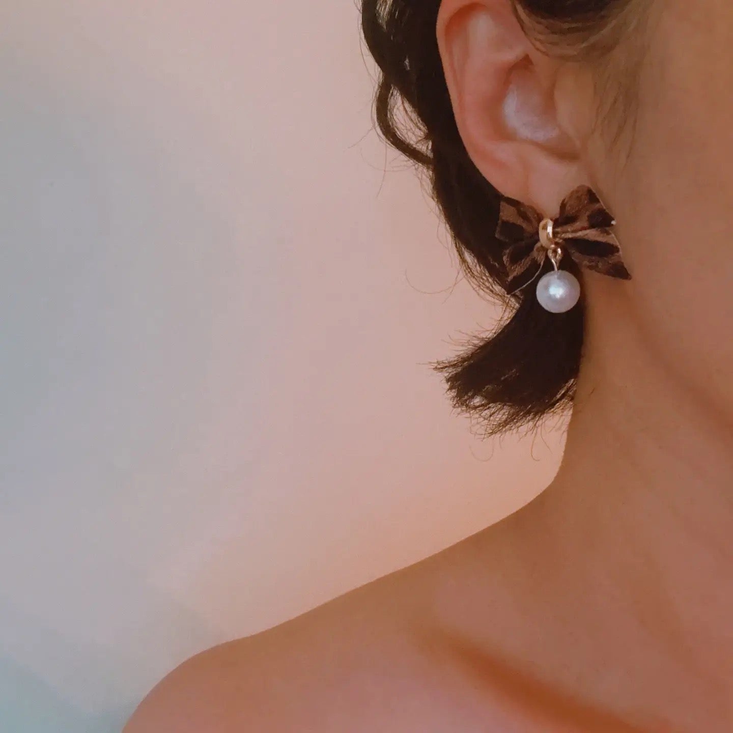 Leopard Luxe Bow & Pearl Drop Earrings