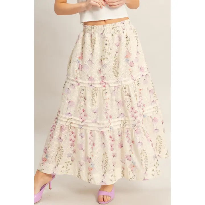 Floral Smocked Waist Skirt