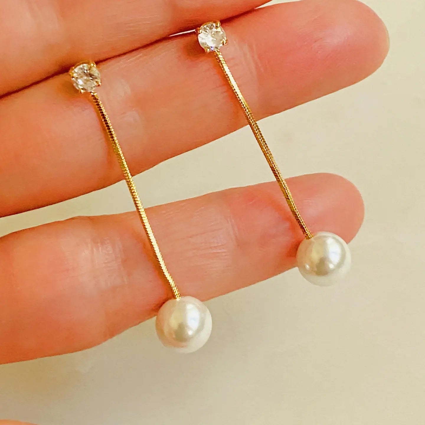 Dangling Pearl & Stone Earrings