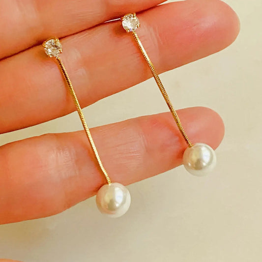 Dangling Pearl & Stone Earrings