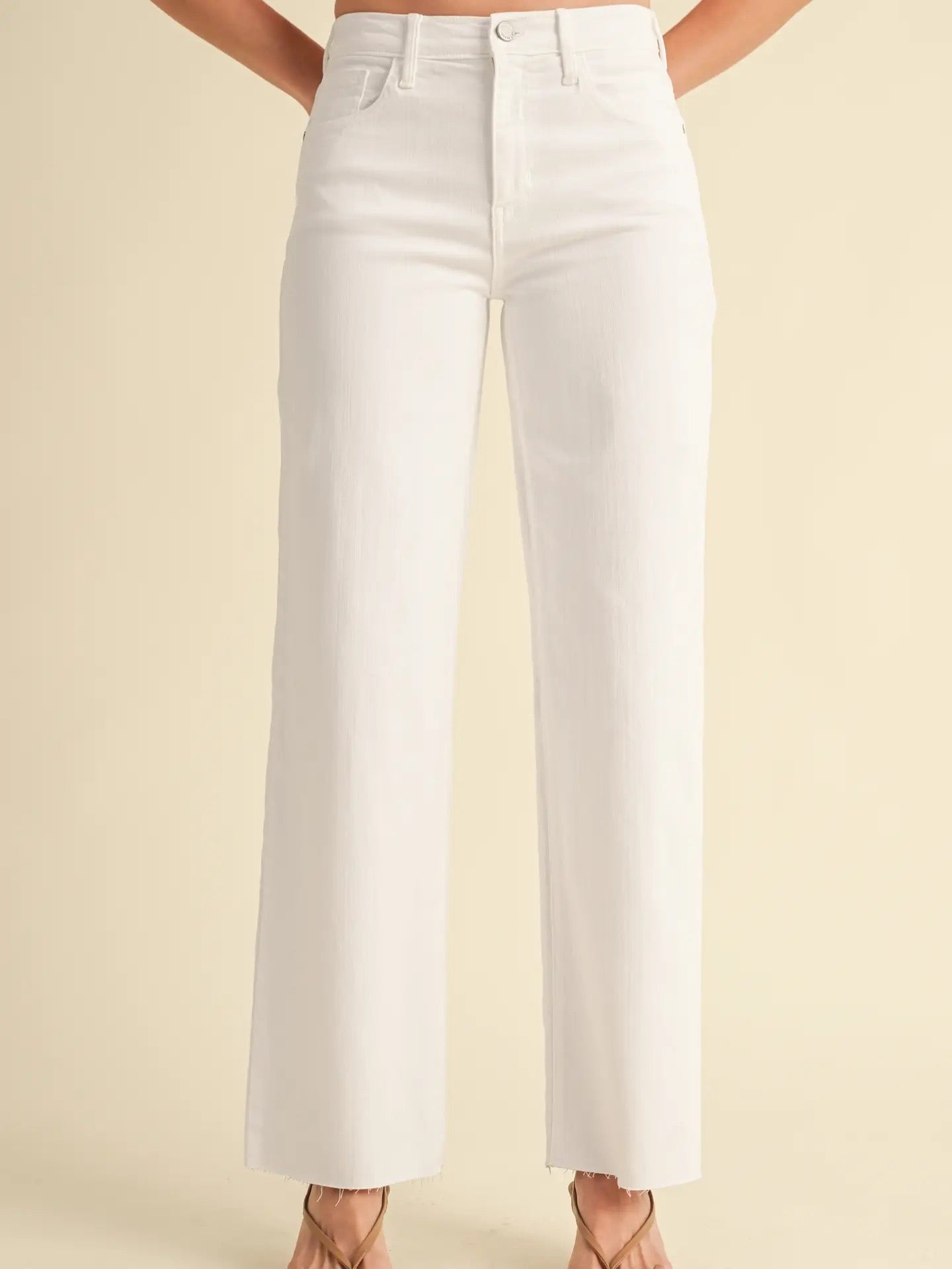 JBD Straight Leg Scissor Cut Jeans-White