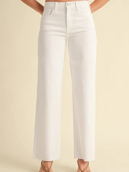 JBD Straight Leg Scissor Cut Jeans-White