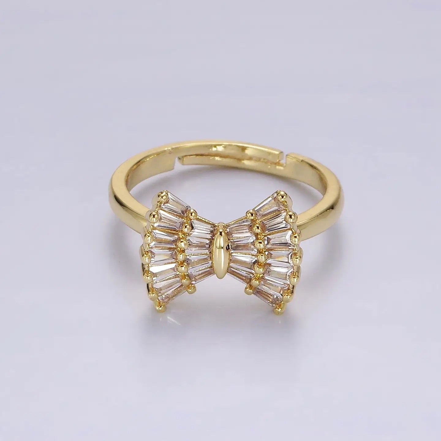 Baguette Bow Adjustable Ring