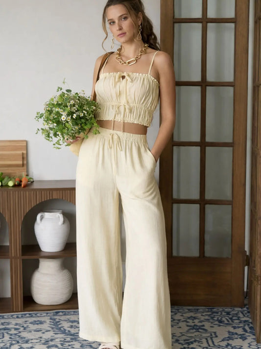 Yellow Crop Cami Top & Pant Set